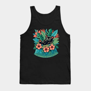 Black  Cat wondering about spring in giant cities. Tank Top